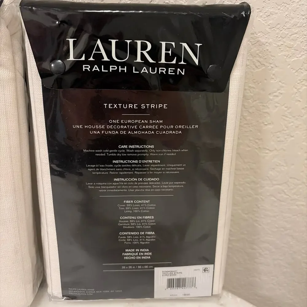 Ralph Lauren White Texture Stripe Euro Shams Pair